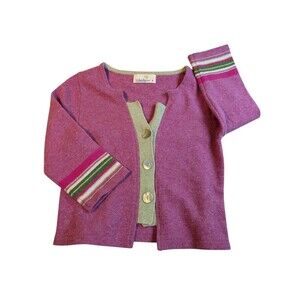 Ireland’s eye vintage lambswool crop cardigan sweater pink green Small
